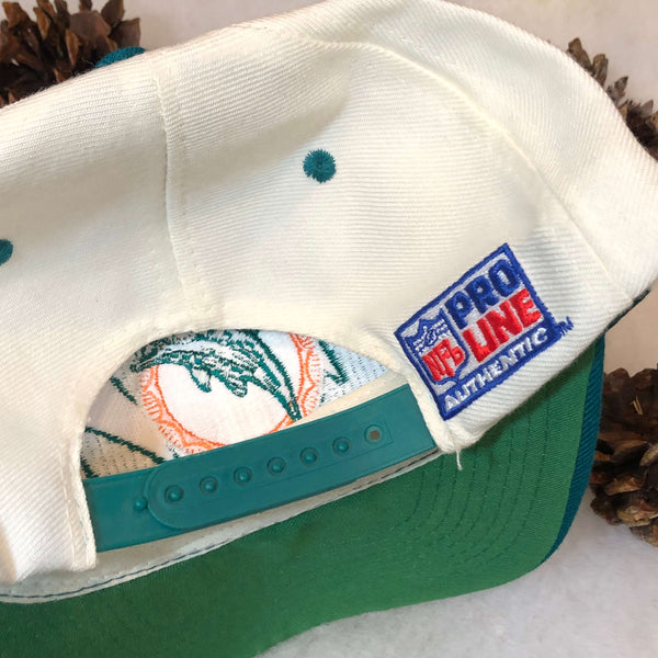 Vintage Deadstock NWOT NFL Miami Dolphins Logo Athletic Sharktooth Wool Snapback Hat