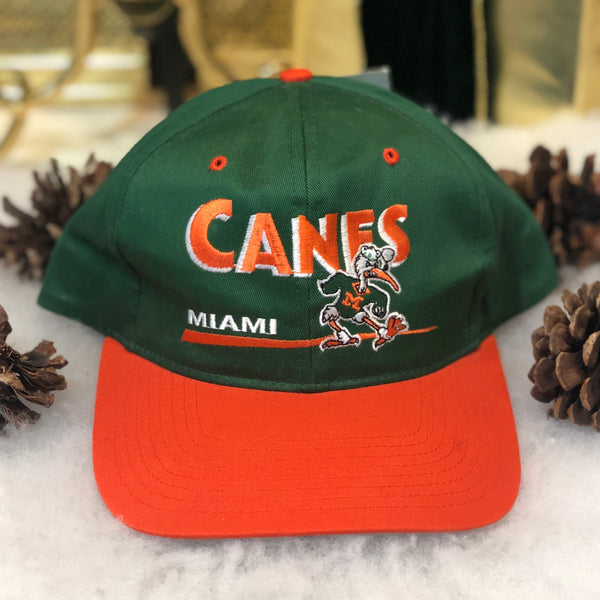 Vintage Deadstock NWT NCAA Miami Hurricanes Twins Enterprise Twill Snapback Hat
