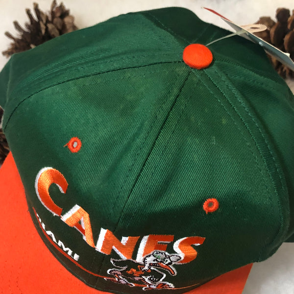 Vintage Deadstock NWT NCAA Miami Hurricanes Twins Enterprise Twill Snapback Hat