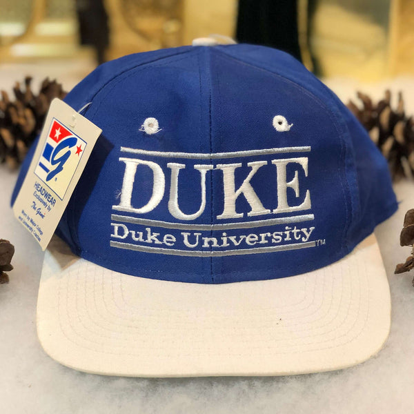Vintage Deadstock NWT NCAA Duke Blue Devils The Game Split Bar Twill Snapback Hat