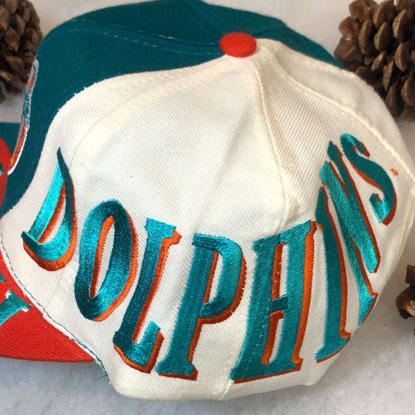 Vintage Deadstock NWOT NFL Miami Dolphins Drew Pearson Swirl Wool Snapback Hat