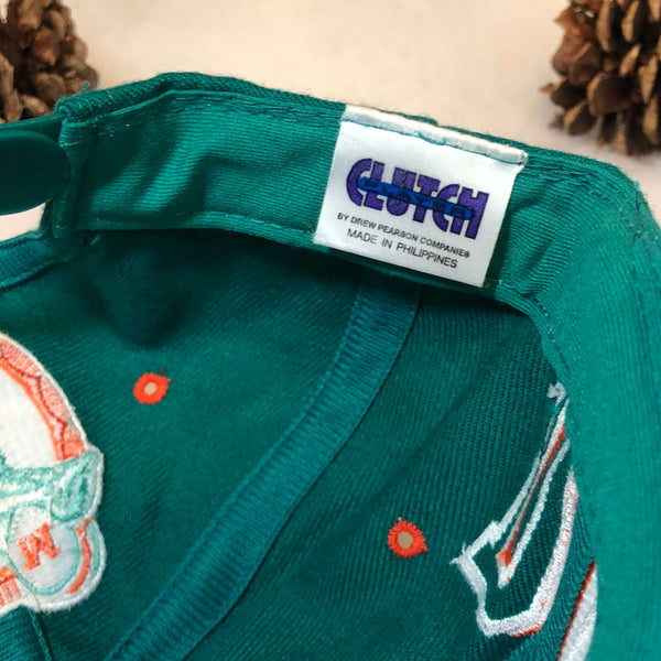 Vintage Deadstock NWOT NFL Miami Dolphins Drew Pearson Clutch Spellout Wool Snapback Hat