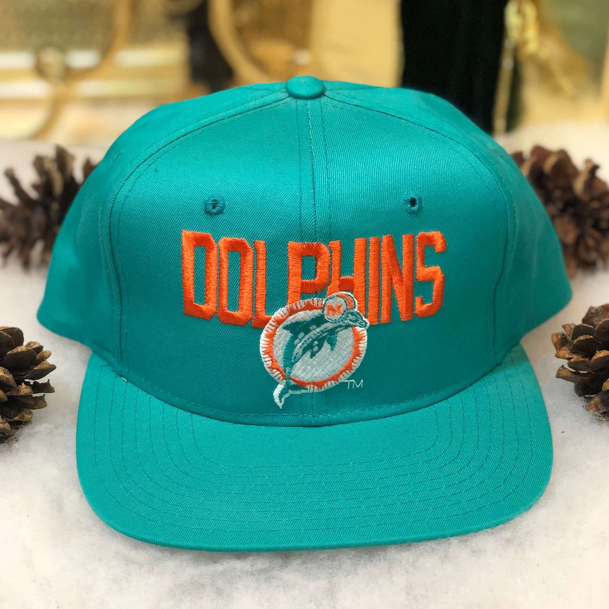 Vintage 90s NFL Miami Dolphins New Era Football Twill Snapback Hat 