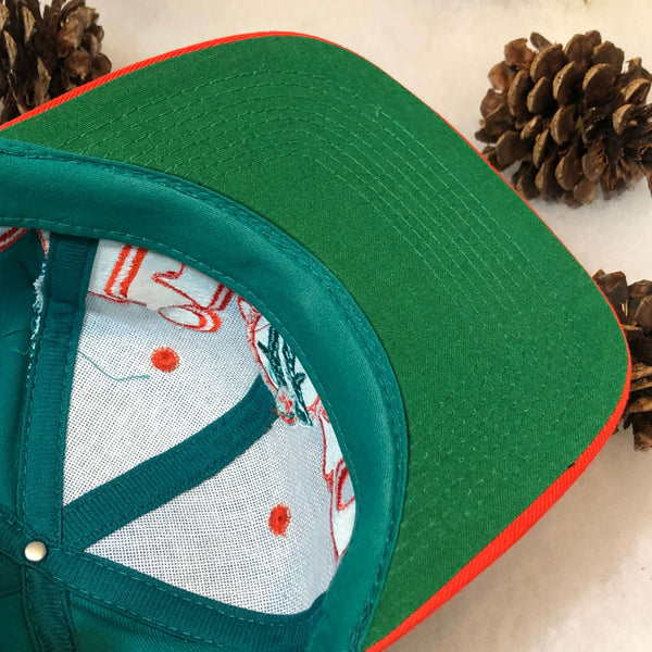 Vintage Deadstock NWOT NFL Miami Dolphins Logo 7 Spellout Wraparound Twill Snapback Hat