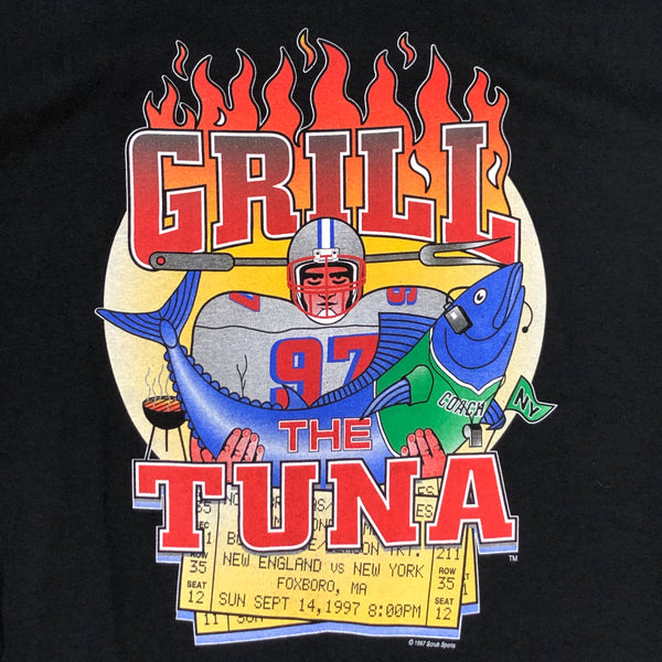 Vintage Deadstock NWT 1997 NFL New England Patriots "Grill The Tuna" T-Shirt (XL)