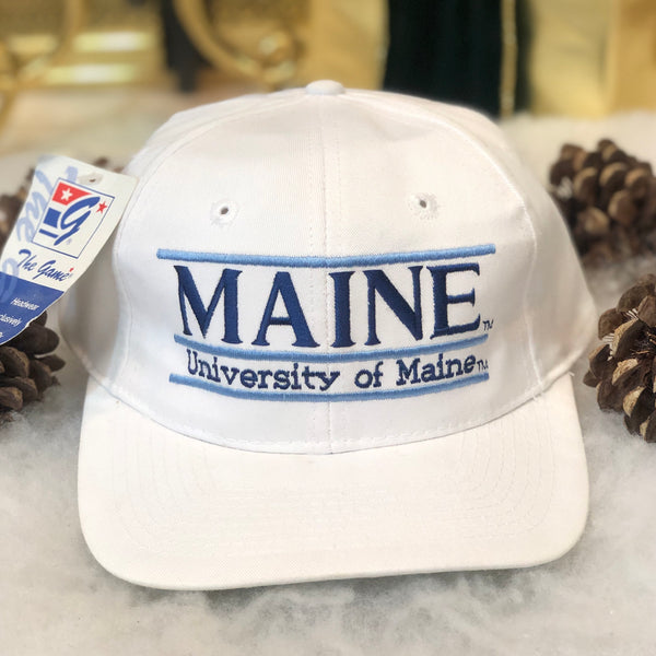 Vintage Deadstock NWT NCAA Maine Black Bears The Game Split Bar Twill Snapback Hat