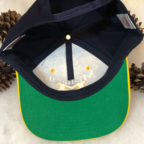 Vintage Deadstock NWOT NCAA Michigan Wolverines Twins Enterprise Bar Line Twill Snapback Hat
