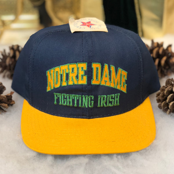 Vintage Deadstock NWT NCAA Notre Dame Fighting Irish P Cap Twill Snapback Hat