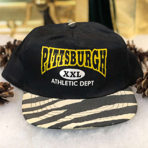 Vintage Pittsburgh (Penguins/Pirates/Steelers) XXL Athletic Department Zebra Brim KC Twill Snapback Hat