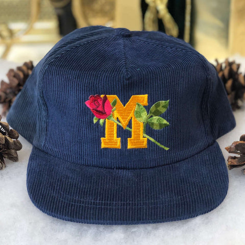 Vintage Deadstock NWOT NCAA Michigan Wolverines Rose Bowl Corduroy Snapback Hat