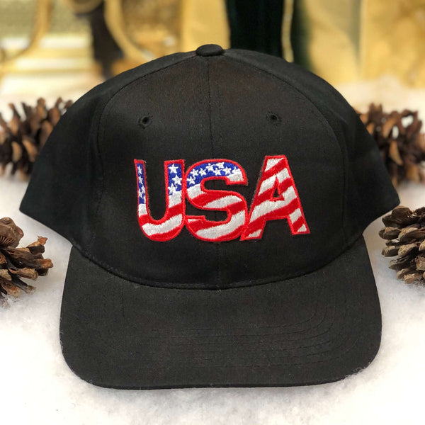 Vintage Deadstock NWOT USA United States of America Twill Strapback Hat
