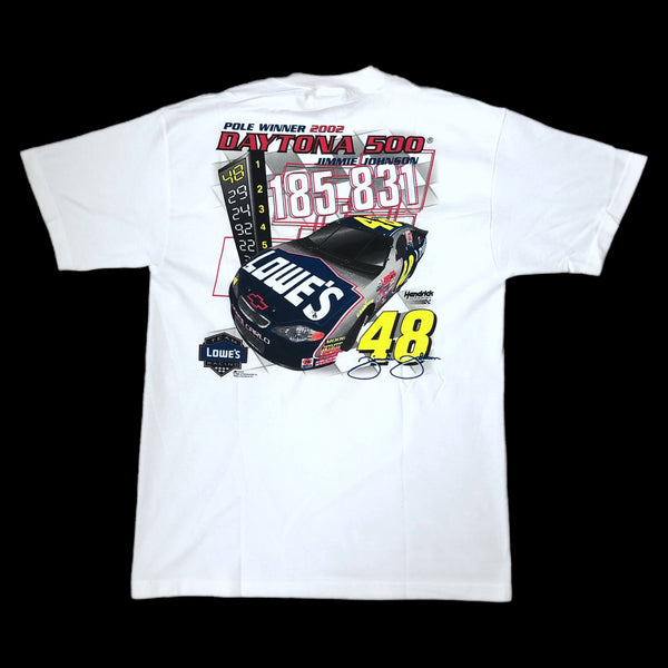 Vintage Deadstock NWT 2002 NASCAR Jimmie Johnson "Rookie Takes The Pole" Lowe's Racing T-Shirt (L)
