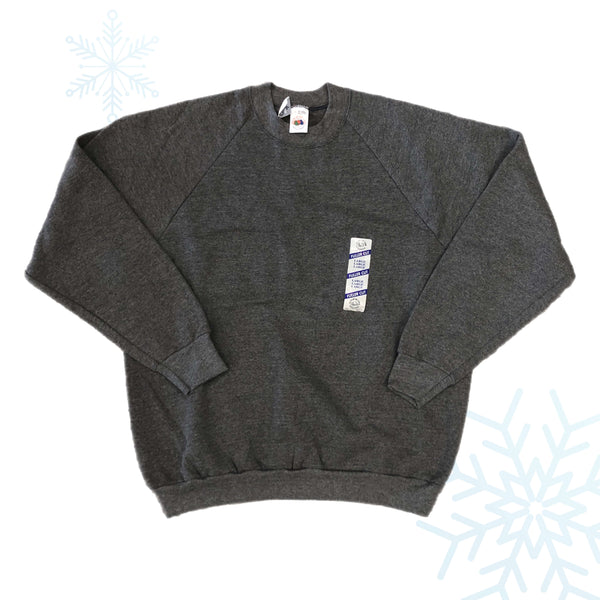 Vintage Deadstock NWT Fruit of the Loom Blank Dark Gray Crewneck Sweatshirt (L)
