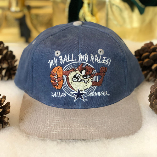 Vintage Deadstock NWT 1993 Looney Tunes Taz "My Ball, My Rules" NFL Dallas Cowboys Snapback Hat