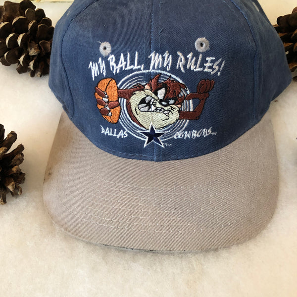Vintage Deadstock NWT 1993 Looney Tunes Taz "My Ball, My Rules" NFL Dallas Cowboys Snapback Hat