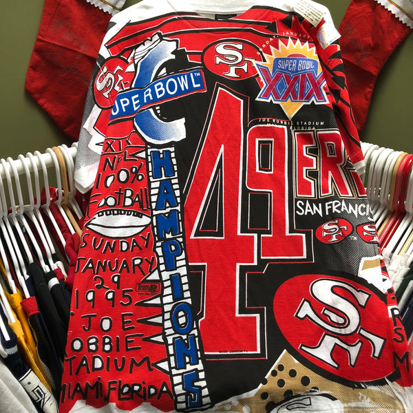 Vintage Deadstock NWOT NFL Super Bowl XXIX Champions San Francisco 49ers All Over Print T-Shirt