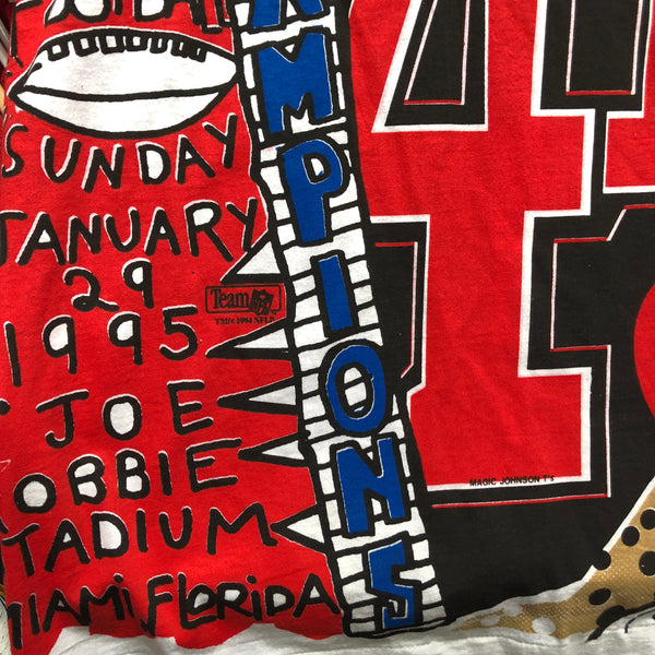 Vintage Deadstock NWOT NFL Super Bowl XXIX Champions San Francisco 49ers All Over Print T-Shirt