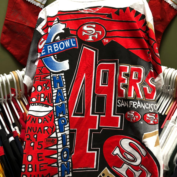 Vintage Deadstock NWOT NFL Super Bowl XXIX Champions San Francisco 49ers All Over Print T-Shirt