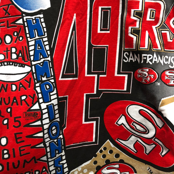 Vintage Deadstock NWOT NFL Super Bowl XXIX Champions San Francisco 49ers All Over Print T-Shirt