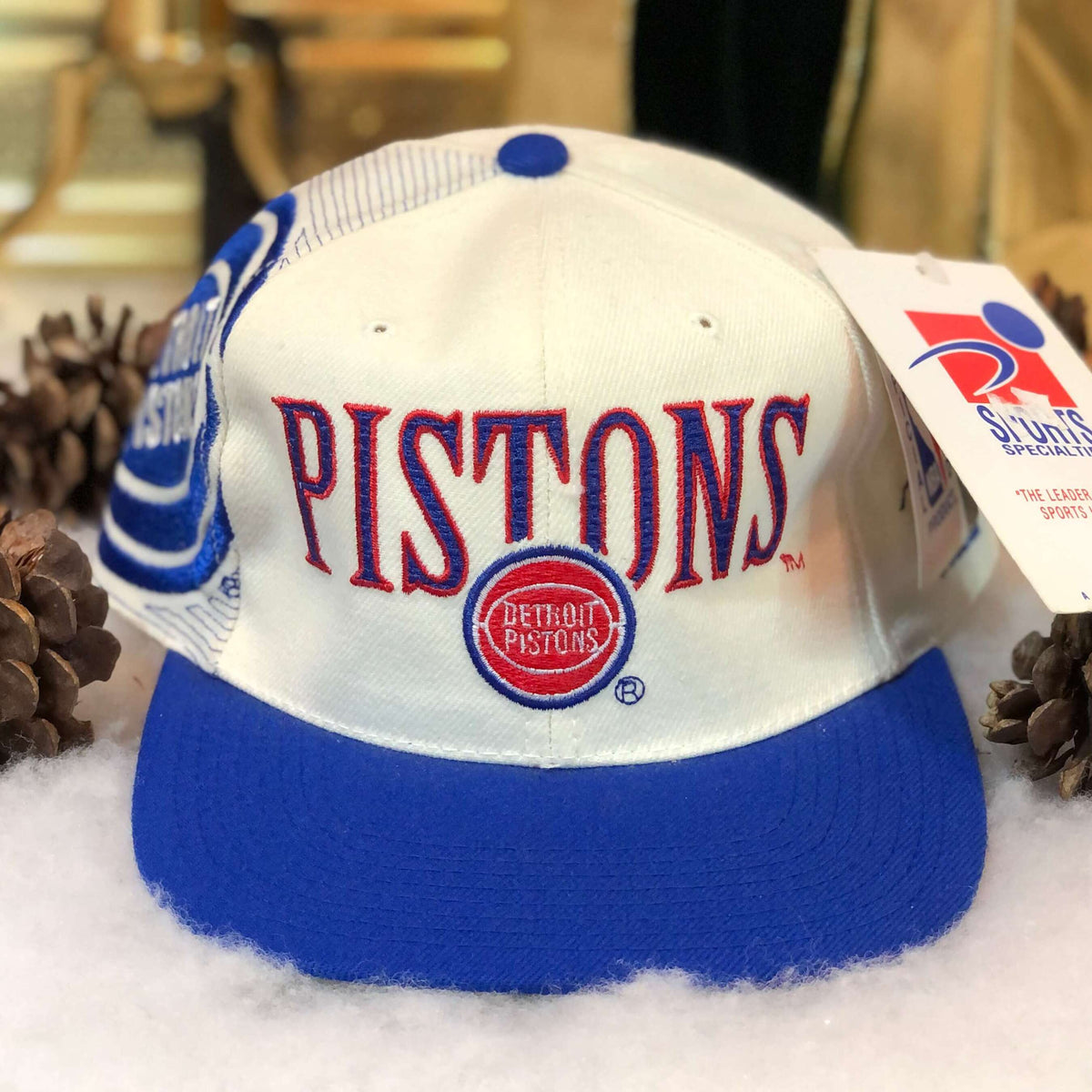 Vintage NWT NBA Detroit Pistons Sports Specialties Laser Snapback Hat – 🎅  Bad Santa
