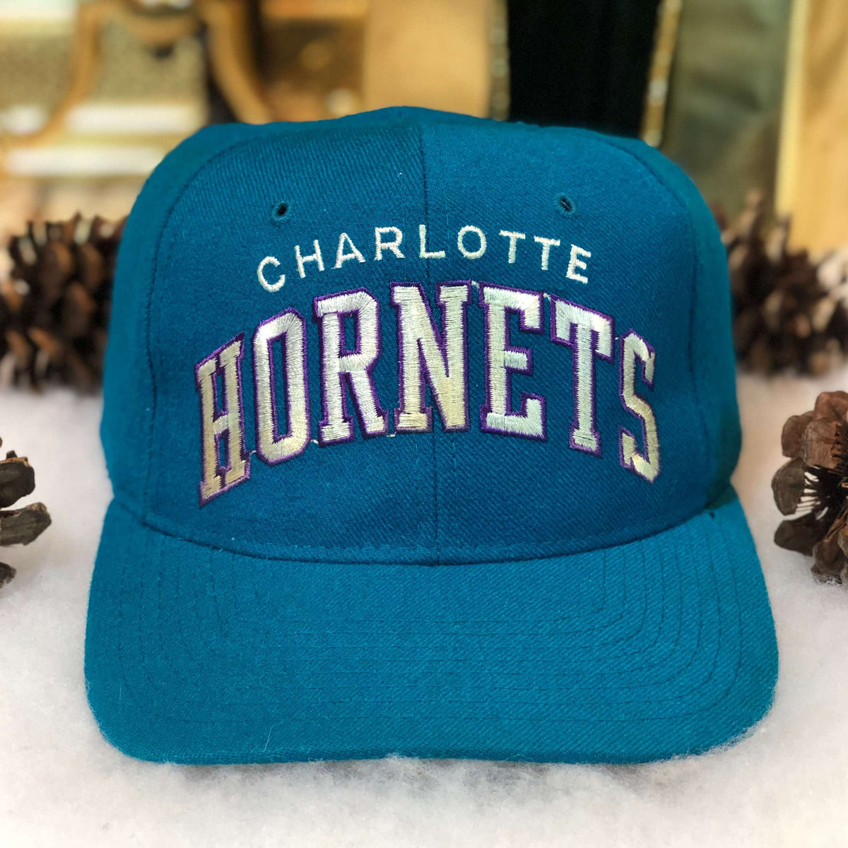 Vintage Starter Charlotte Hornets Drew Pearson Snapback Hat All Over Good