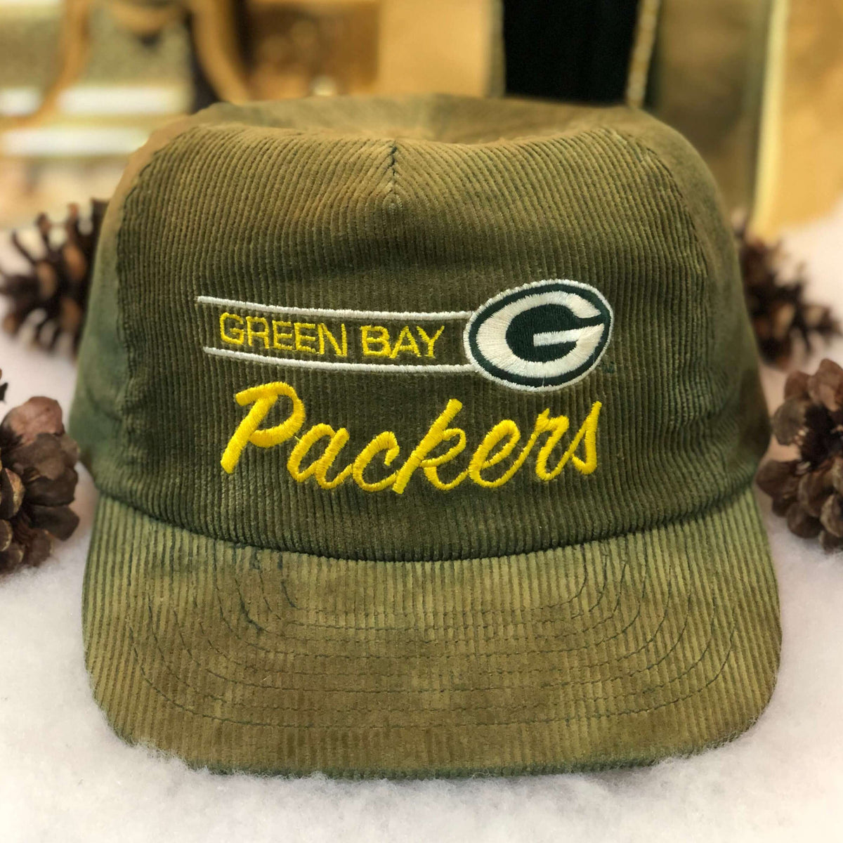 Vintage NFL Green Bay Packers Annco Corduroy Snapback Hat – 