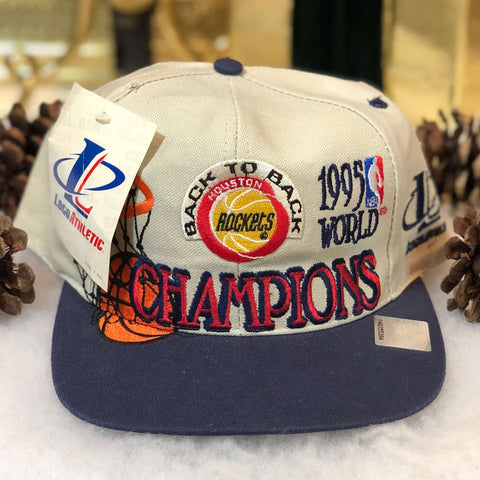 Vintage Deadstock NWT 1995 NBA Houston Rockets Back-to-Back Champions Logo Athletic Twill Snapback Hat