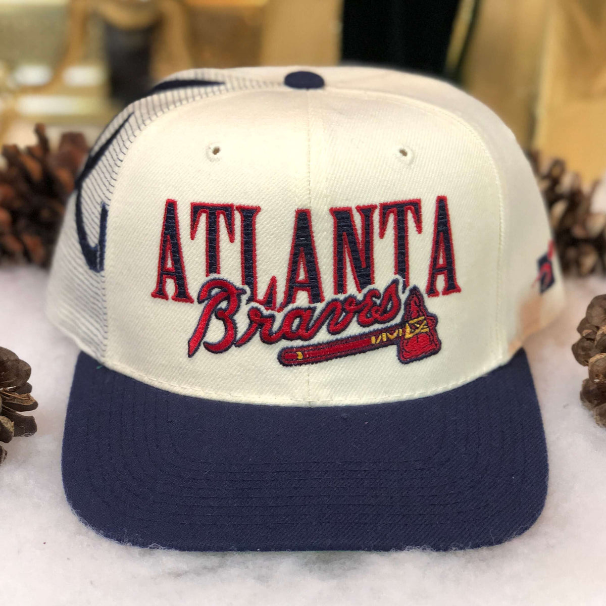 Vintage MLB Atlanta Braves Sports Specialties Laser Snapback Hat – 🎅 Bad  Santa