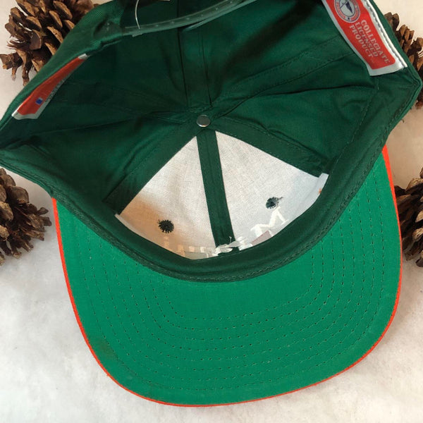 Vintage Deadstock NWT NCAA Miami Hurricanes Twins Enterprise Twill Bar Line Snapback Hat