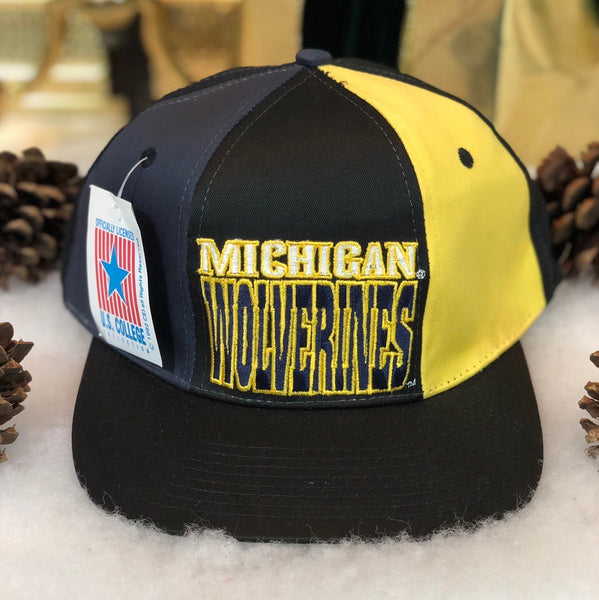 Vintage Deadstock NWT NCAA Michigan Wolverines Twill Snapback Hat