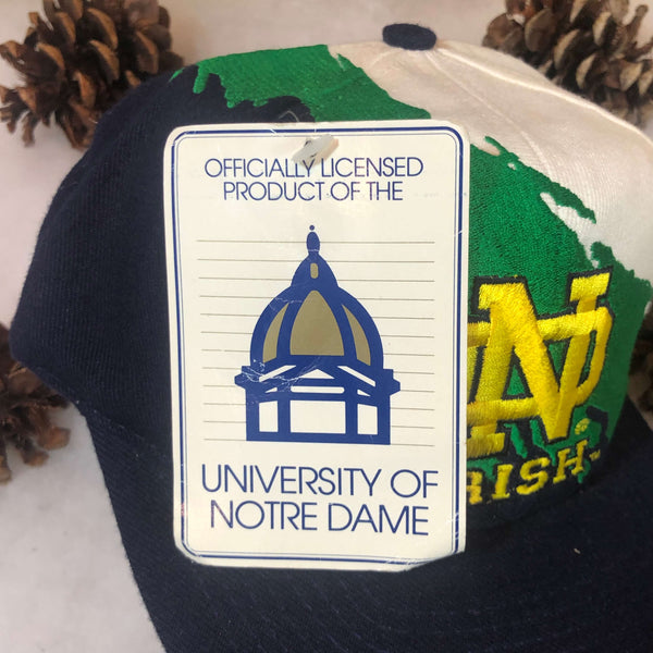 Vintage Deadstock NWT NCAA Notre Dame Fighting Irish Logo Athletic Splash Snapback Hat