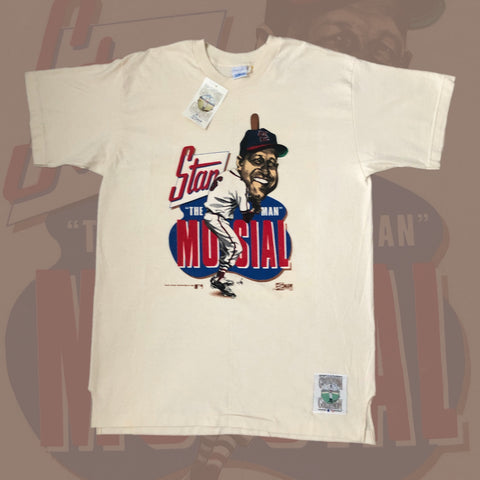 Vintage Deadstock NWT MLB St. Louis Cardinals Stan Musial "The Man" Salem Sportswear Caricature T-Shirt (XL)