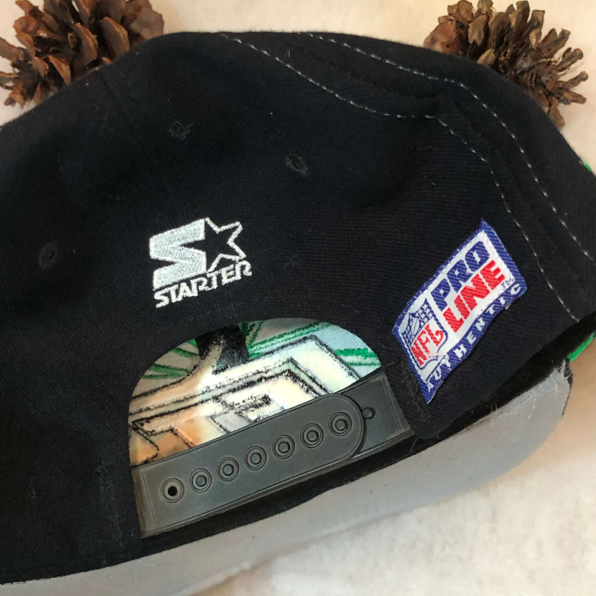 Vintage RARE New York Jets Starter Black Dome Collision Hat Cap Wool  Snapback