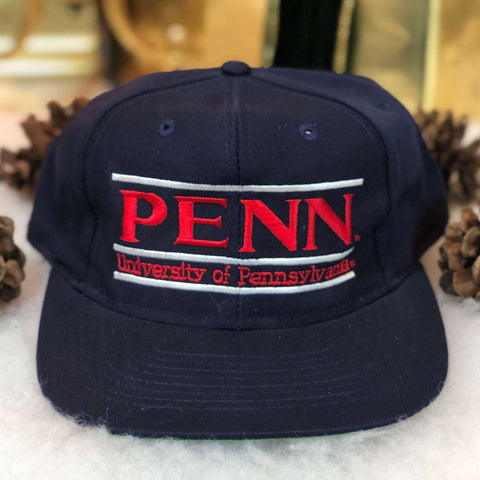 Vintage Deadstock NWOT NCAA Penn Quakers The Game Split Bar Twill Snapback Hat