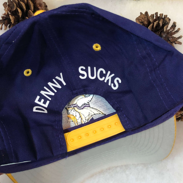 Vintage Deadstock NWOT NFL Minnesota Vikings "Denny Sucks" Logo Athletic Twill Snapback Hat