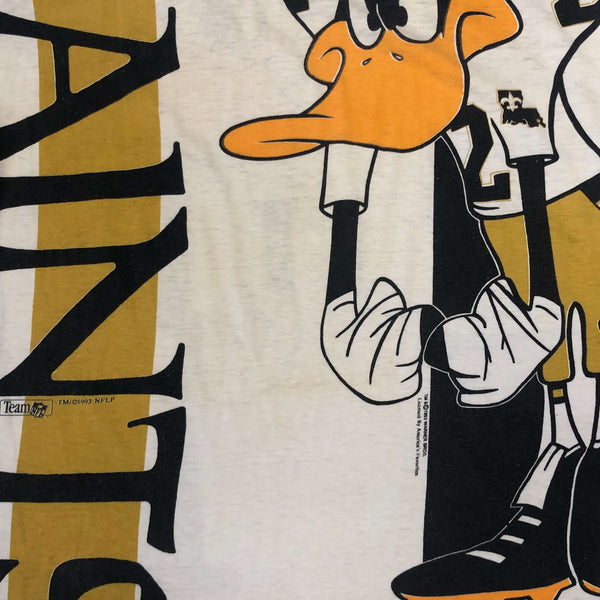 Vintage 1993 NFL New Orleans Saints Daffy Duck Magic Johnson T's All Over Print T-Shirt (M)