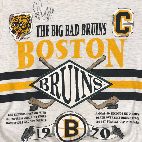 Vintage 1991 NHL Boston Bruins Long Gone All Over Print Crewneck Sweatshirt (L)