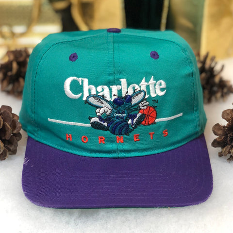 Vintage NBA Charlotte Hornets Twins Enterprise Bar Line Twill Snapback Hat