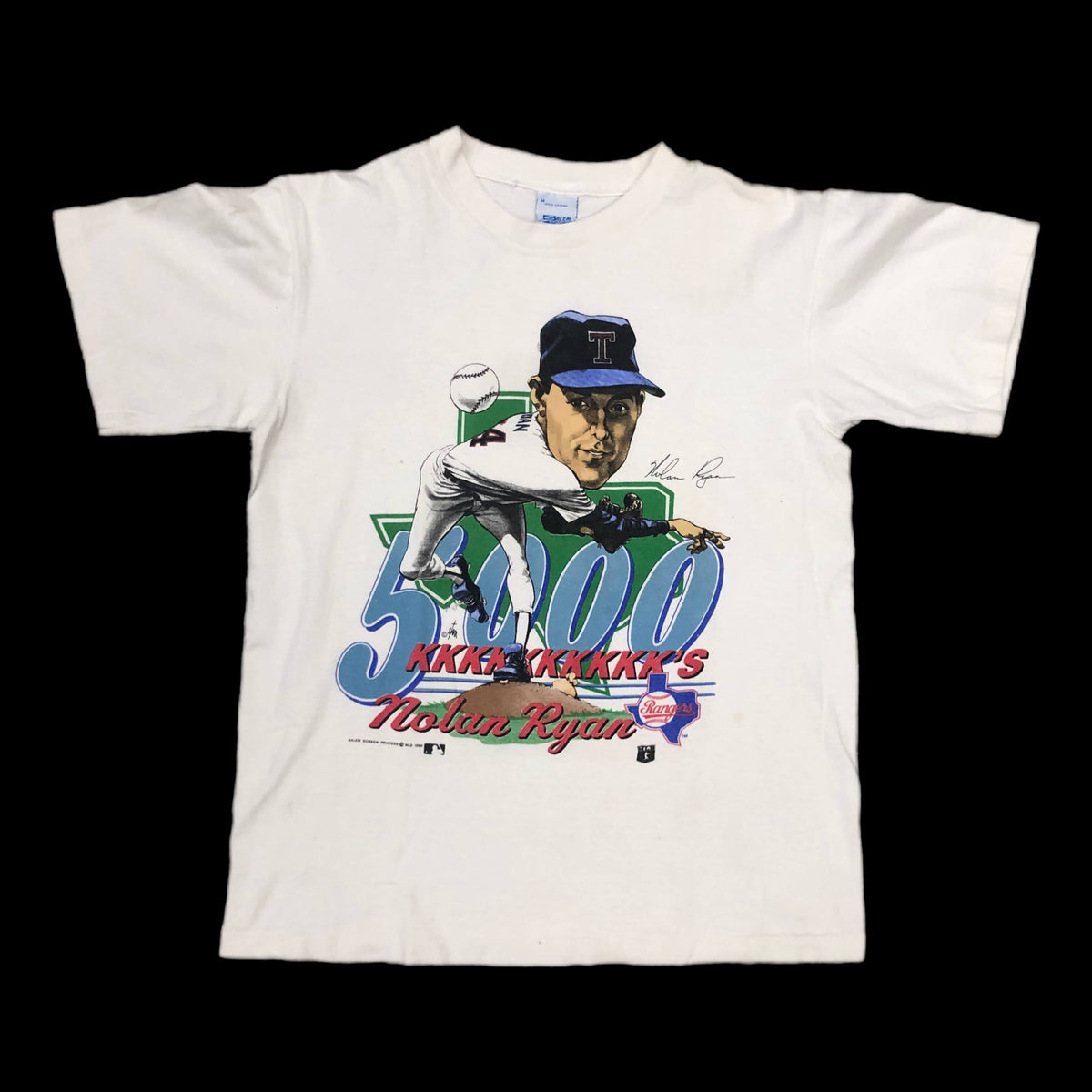 VINTAGE NOLAN RYAN TEXAS RANGERS ARTIST SERIES T-SHIRT BY SALEM SPORTSWEAR