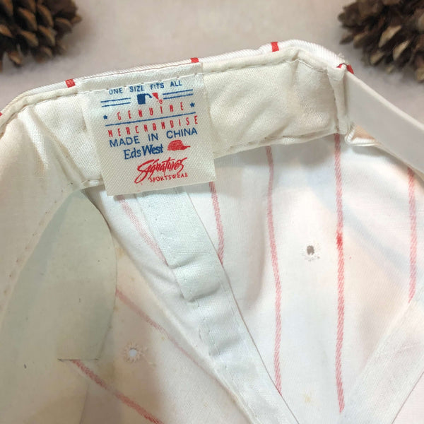 Vintage Deadstock NWT MLB Cincinnati Reds Signatures Pinstripe Twill Snapback Hat