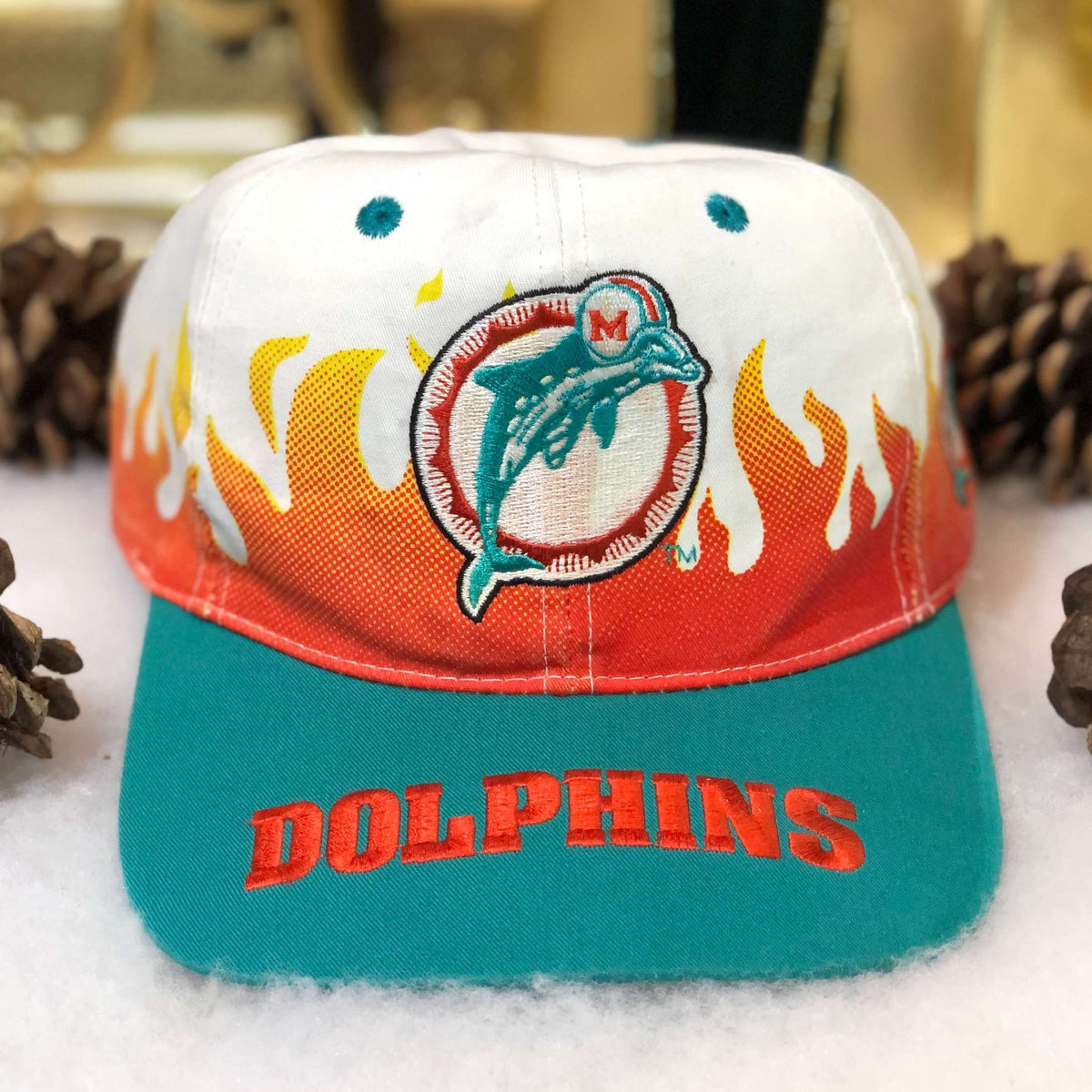 Vintage NFL Miami Dolphins On Fire Snapback Hat – 