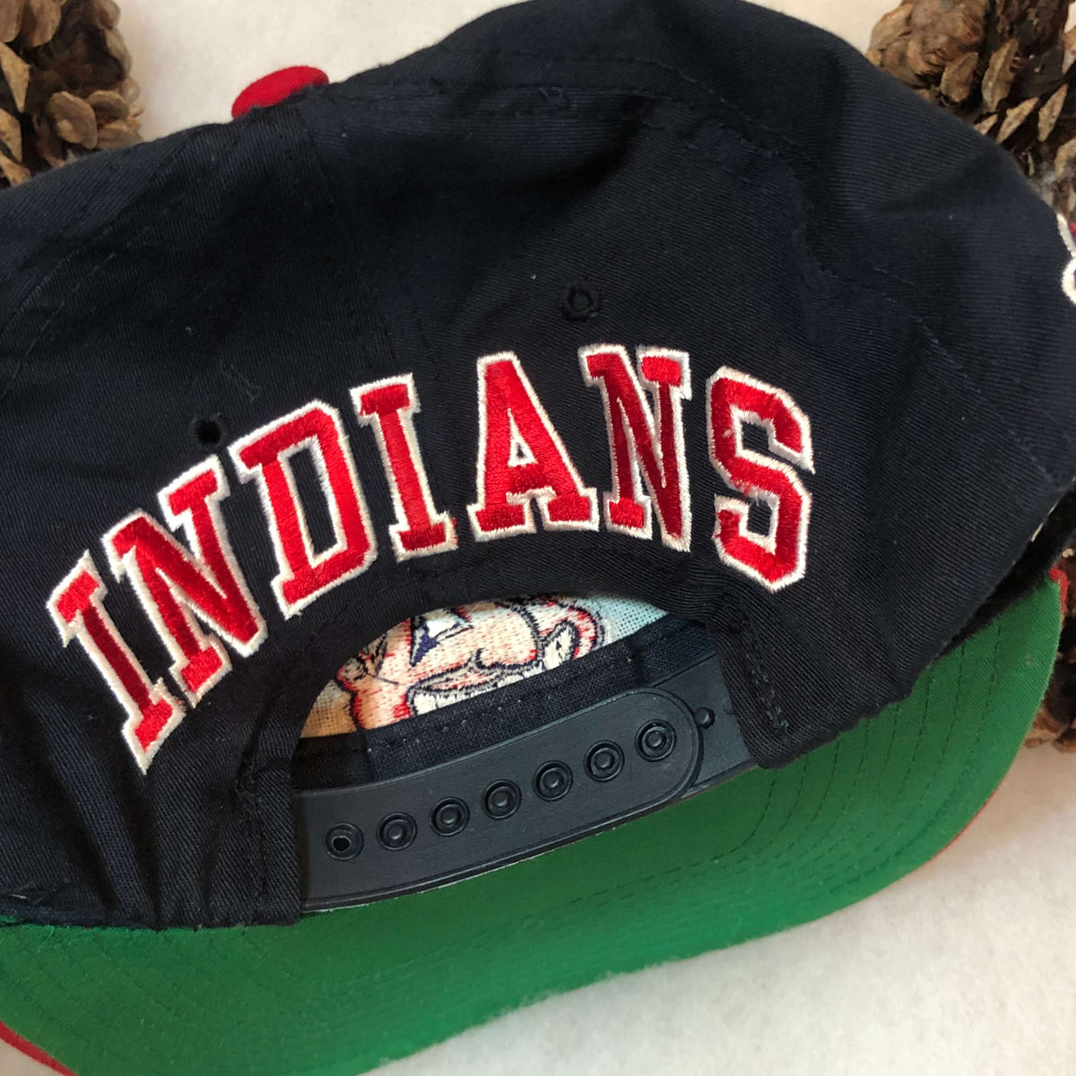 Vintage Cleveland Indians Annco Snapback Hat Navy OSFA 90s MLB