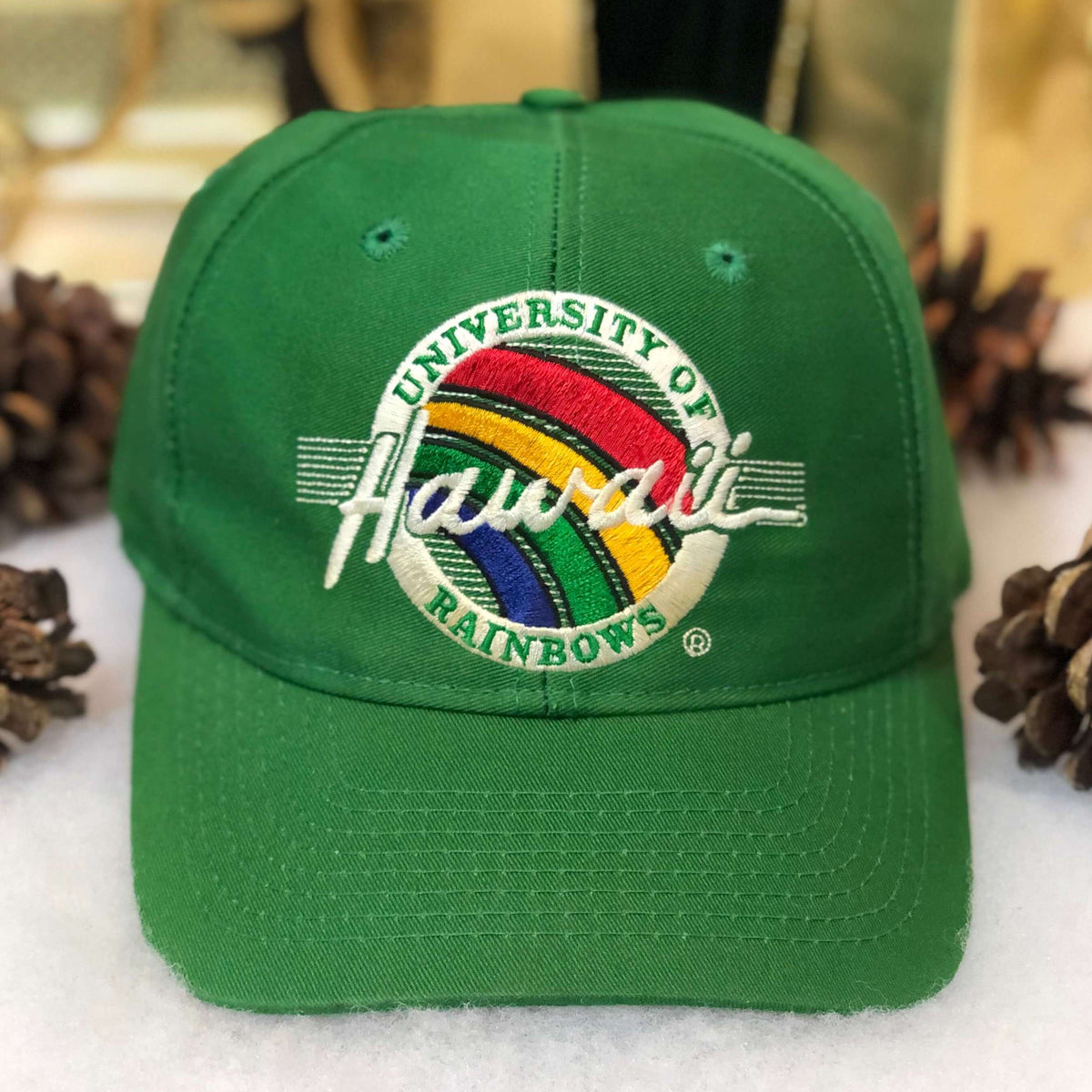 Vintage NCAA Hawaii Rainbow Warriors The Game Circle Logo Snapback Hat – 