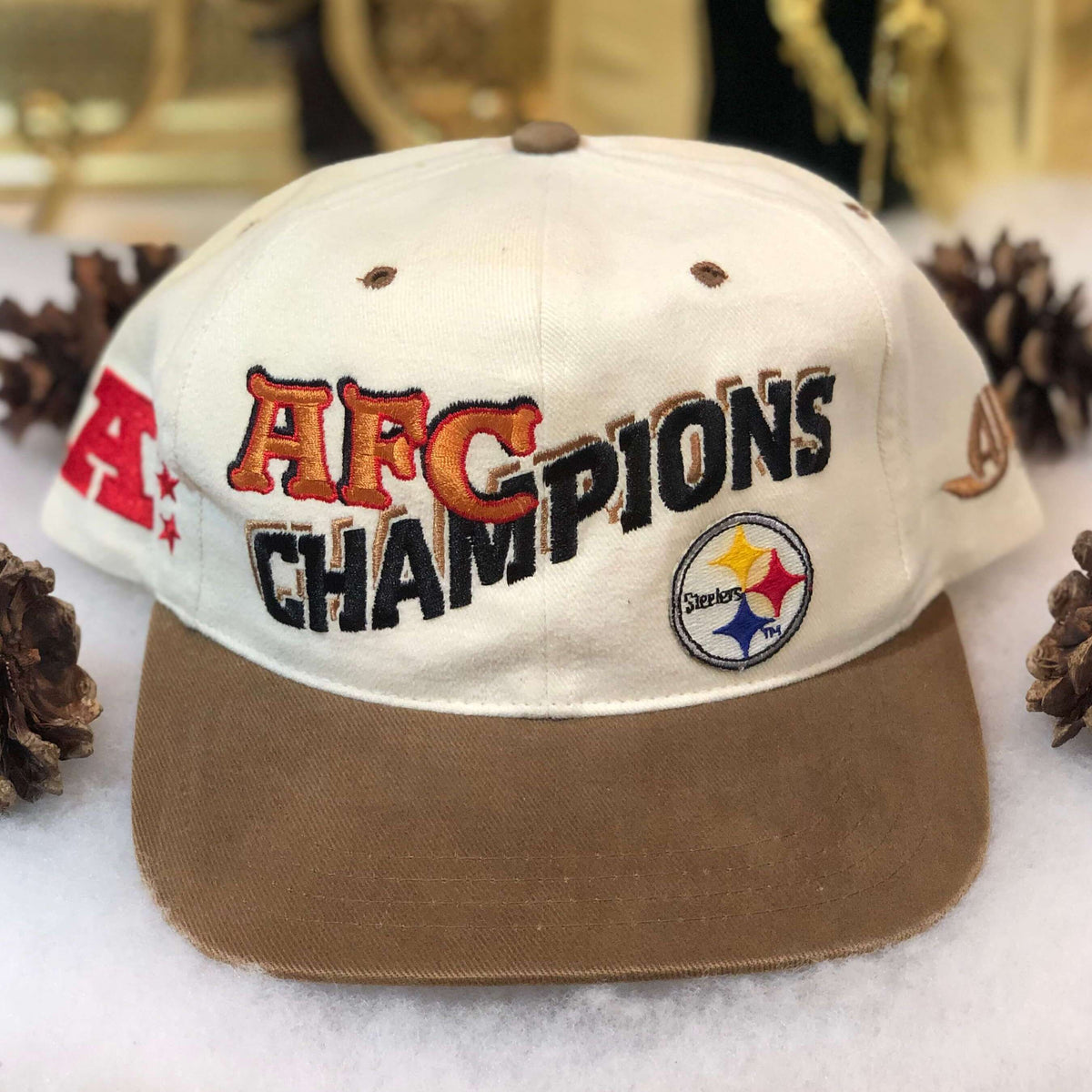 Vintage NFL AFC Champions Pittsburgh Steelers AJD Snapback Hat – 