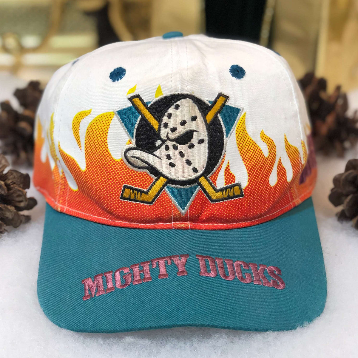 Vintage NHL Anaheim Mighty Ducks Logo 7 Wool Snapback Hat – 🎅 Bad Santa