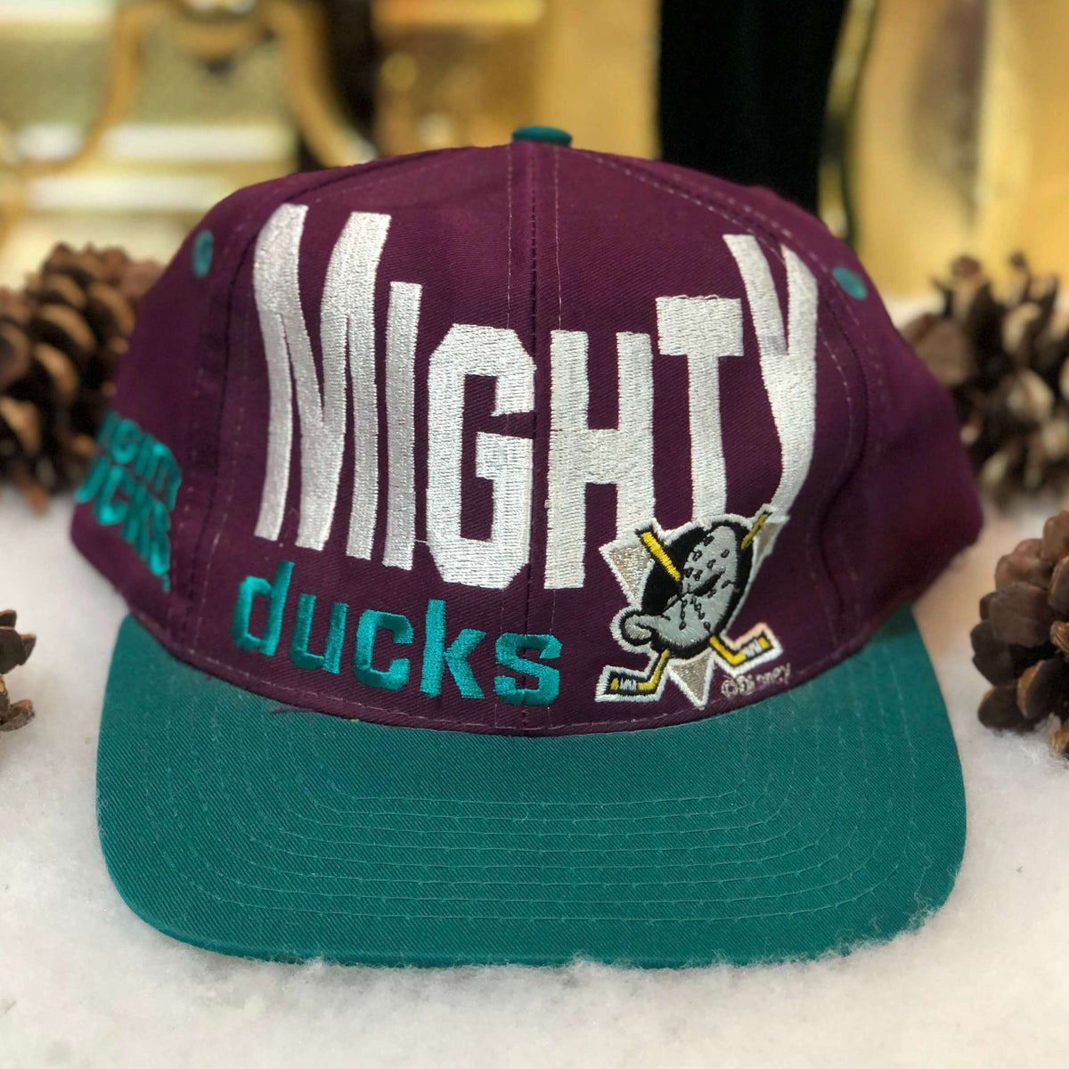 Vintage Anaheim Mighty Ducks Snapback Hat Twill Plain Logo Rare NHL Movie  OSFA