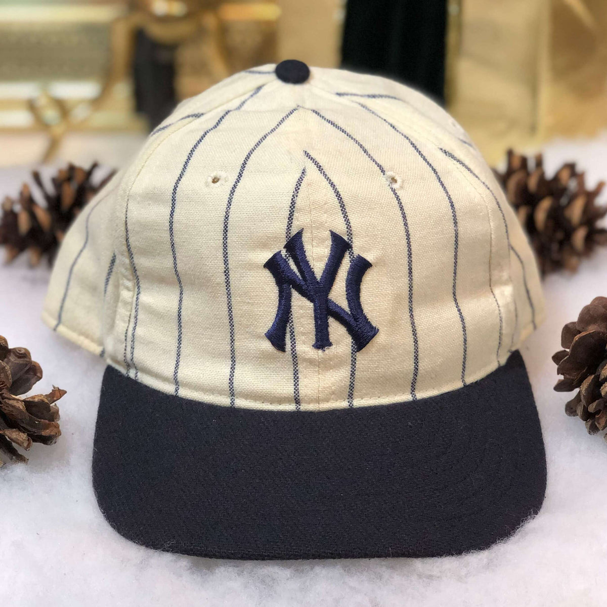 Vintage Brooklyn Dodgers Stripe Fitted Wool Hat Cap Roman