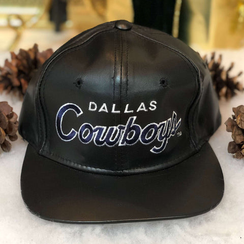 Vintage NFL Dallas Cowboys Sports Specialties Script Leather Strapback Hat