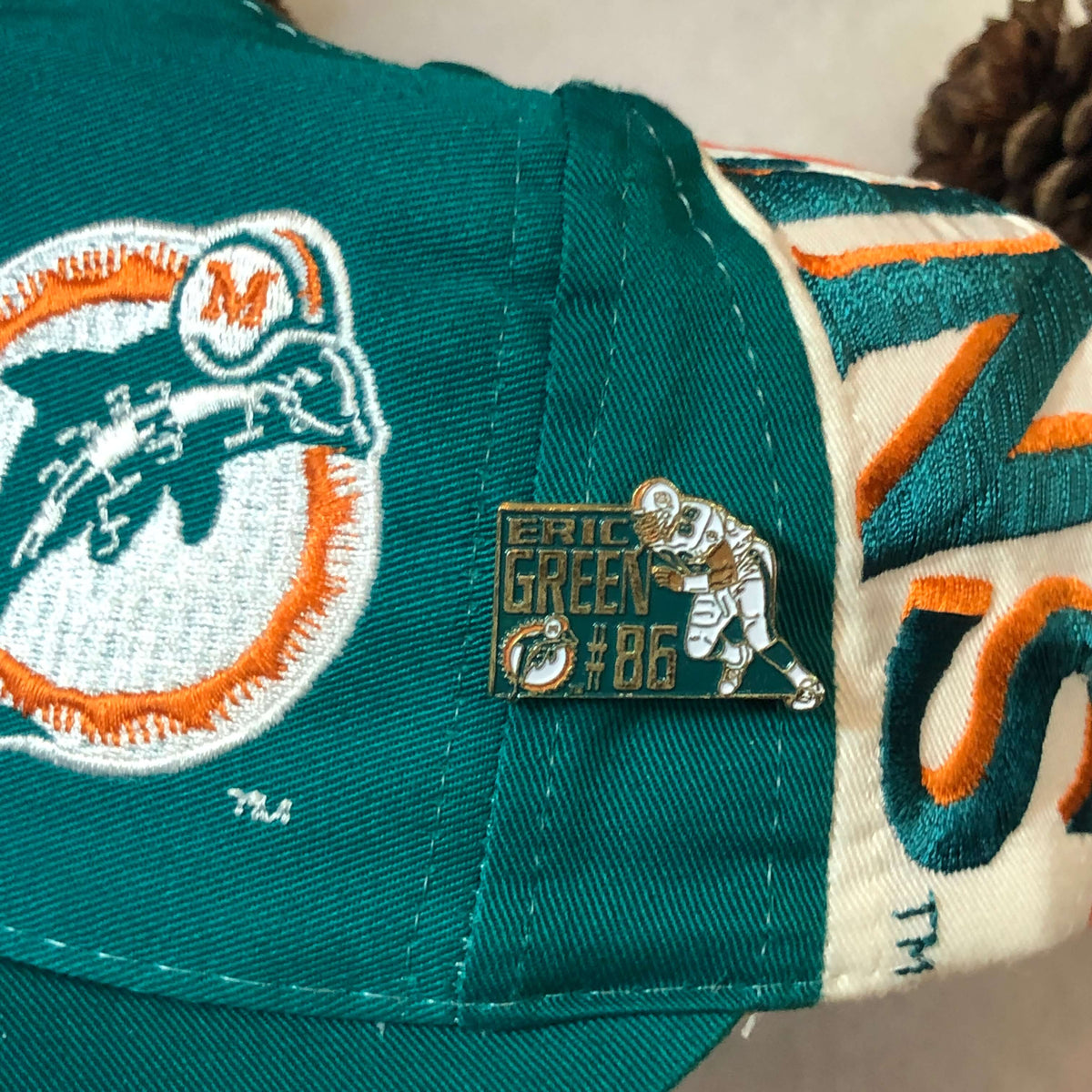 Vintage 90s Eastport Miami Dolphins Snapback Hat Cap fading 