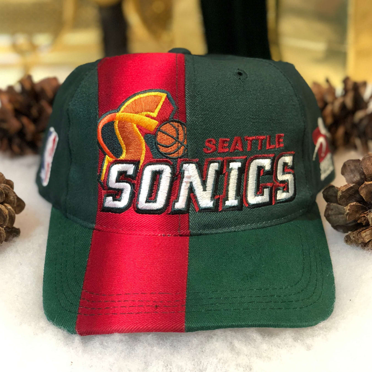Vintage Seattle Supersonics Sonics Baseball Hat Snapback Sports Specialties  whte